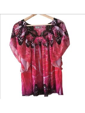 Boho butterfly blouse by Unity. Size large. EUC